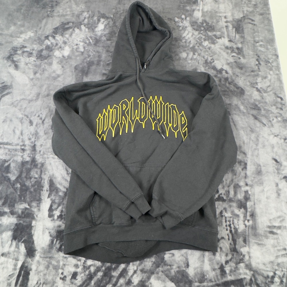 Boohoo‎ Hoodie Mens Medium Black Worldwide Flame Teddy Bear Graphic Streetwear